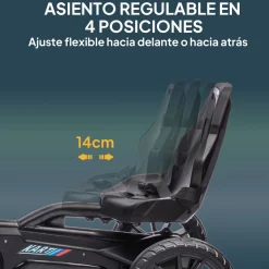 Kart infantil a pedales Go Kart Homcom altura regulable negro 58,5x58x100 cm
