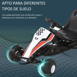 Kart infantil a pedales Homcom asiento ajustable +3A blanco/negro 57x104x66 cm