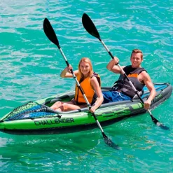 Kayak hinchable Challenger K2 Intex 2 plazas 2 remos+bomba de hinchado verde 38x76x351 cm
