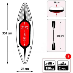 Kayak hinchable Challenger K2 Intex 2 plazas 2 remos+bomba de hinchado verde 38x76x351 cm