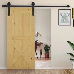 Kit de herrajes de puerta corredera Homcom negro 200 cm