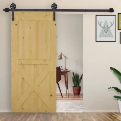 Kit de herrajes Homcom para puerta corredera cafe 183 cm
