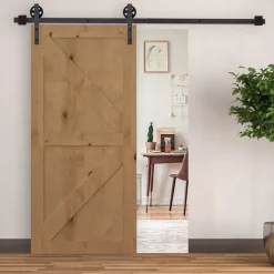 Kit de herrajes Homcom para puerta corredera cafe 183 cm