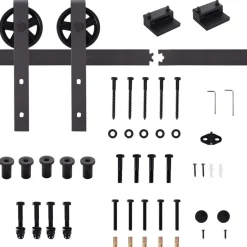 Kit de herrajes Homcom para puerta corredera cafe 183 cm