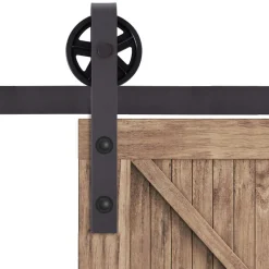 Kit de herrajes Homcom para puerta corredera cafe 183 cm