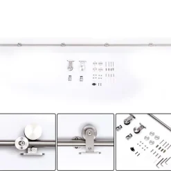 Kit de instalación puerta corredera Homcom acero inoxidable 2,5x200 cm