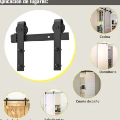 Kit de riel Homcom para puerta corredera negro 200 cm