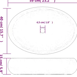 Lavabo de encimera Livha ovalado cerámica 15x59x40 cm