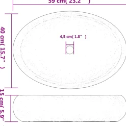 Lavabo de encimera Livha ovalado cerámica 15x59x40 cm
