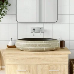 Lavabo de encimera Livha ovalado cerámica 15x59x40 cm