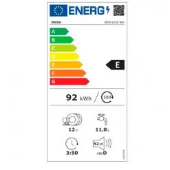 Lavavajillas Edesa EDW-6120 WH 12 servicios 4 programas E blanco 60 cm