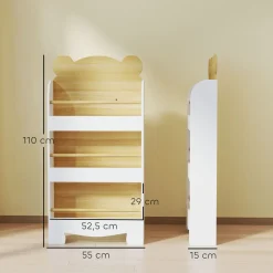 Librería infantil Osito Aiyaplay 3 niveles blanco/natural 110x55x15 cm