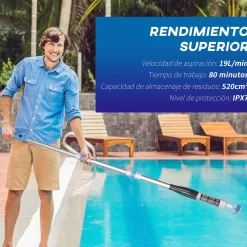 Limpia fondos Outsunny eléctrico con poste telescópico Ø6x162 cm
