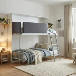 Litera abatible Matilda con somieres y esclera blanco 90x190 cm