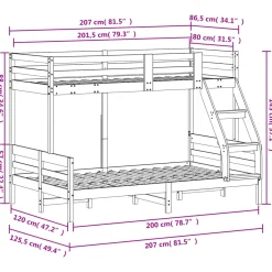 Litera Comte 2 camas madera maciza 80x200/120x200 cm