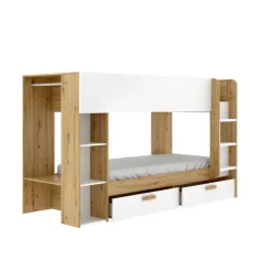 Litera Vinty con 2 camas + almacenaje nordic/blanco 150x246x110 cm