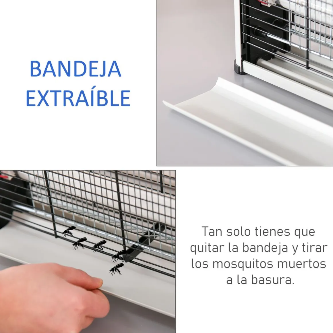 Lámpara anti mosquitos Outsunny 30W luz UV 60 m² plata 26,5x48,5x8,5 cm