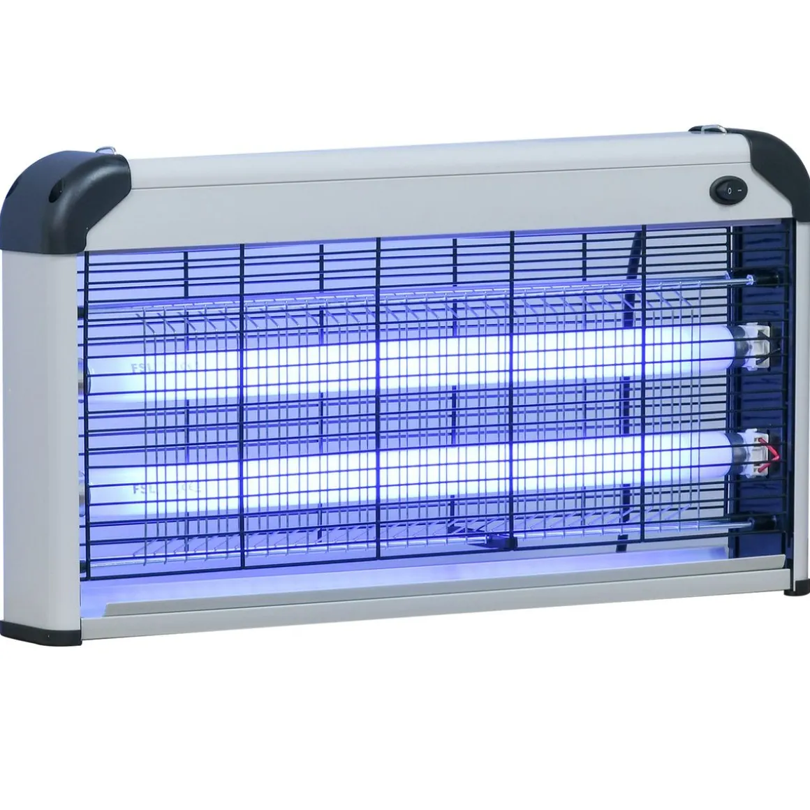 Lámpara anti mosquitos Outsunny 30W luz UV 60 m² plata 26,5x48,5x8,5 cm