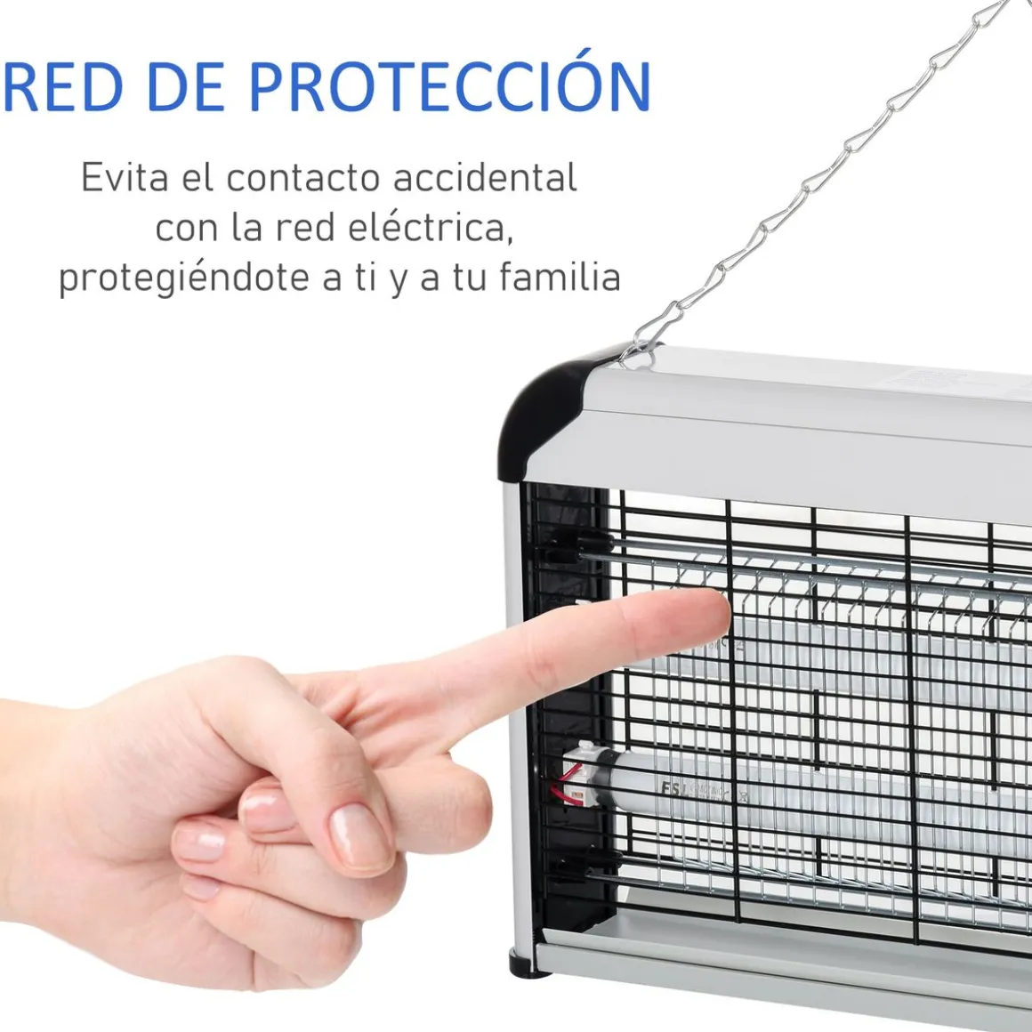 Lámpara anti mosquitos Outsunny 30W luz UV 60 m² plata 26,5x48,5x8,5 cm