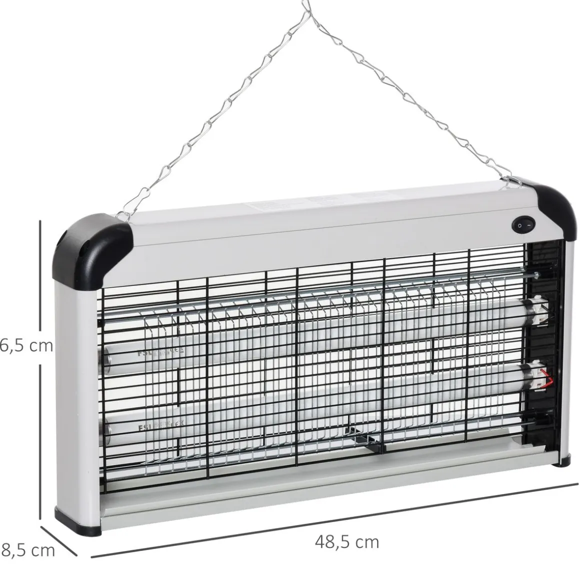 Lámpara anti mosquitos Outsunny 30W luz UV 60 m² plata 26,5x48,5x8,5 cm