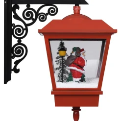 Lámpara de exterior Santa luz LED + decoración navideña rojo