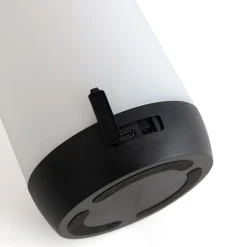 Lámpara de mesa Nora Vinthera exterior + asa + USB blanco/negro 19x11,5 cm