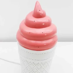 Lámpara de mesa Sweet diseño helado rosa/blanco Ø10x18 cm