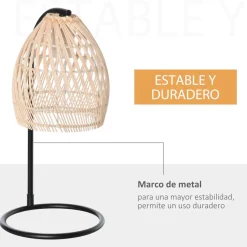 Lámpara de mesa Wakiki Homcom 40W pantalla ratán natural Ø20x41 cm