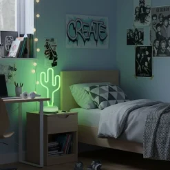 Lámpara de neón luz LED diseño cactus verde