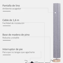 Lámpara de pie Australia Homcom 40W 2 puntos de luz gris Ø15x120 cm
