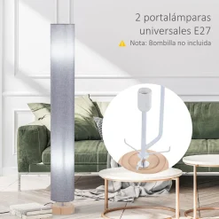 Lámpara de pie Australia Homcom 40W 2 puntos de luz gris Ø15x120 cm