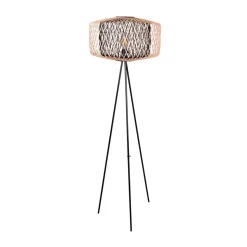 Lámpara de pie Bamboo Lumit 60W trípode bambú negro/natural Ø49x145 cm
