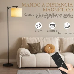 Lámpara de pie Brooklyn Homcom 11 niveles + mando a distancia negro/blanco 159,6x54,3x30,6 cm