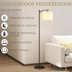 Lámpara de pie Brooklyn Homcom 11 niveles + mando a distancia negro/blanco 159,6x54,3x30,6 cm