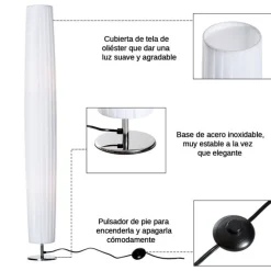 Lámpara de pie Homcom 2 luces E27 40W pulsador de pie blanco 120x15x15 cm