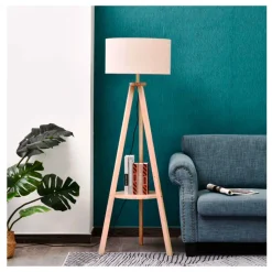 Lámpara de pie Homcom con estante inferior E27 beige/natural 154 cm