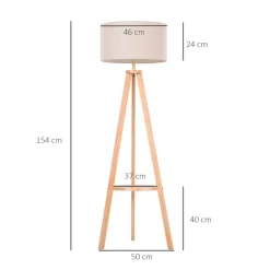 Lámpara de pie Homcom con estante inferior E27 beige/natural 154 cm