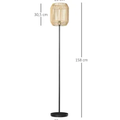 Lámpara de pie Homcom Hércules 40W E27 pantalla de cuerda de papel Ø26x158 cm negro