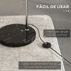 Lámpara de pie Modde Homcom 40W poste ajustable negro/plata 170-180x110-115x30 cm