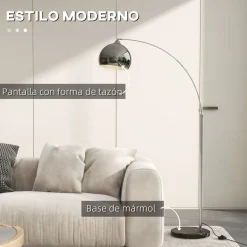 Lámpara de pie Modde Homcom 40W poste ajustable negro/plata 170-180x110-115x30 cm