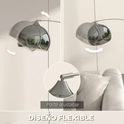Lámpara de pie Modde Homcom 40W poste ajustable negro/plata 170-180x110-115x30 cm