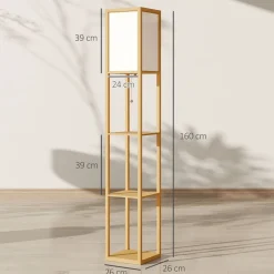 Lámpara de pie Tahi Homcom 40W 3 estantes 160x26 cm