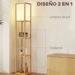 Lámpara de pie Tahi Homcom 40W 3 estantes 160x26 cm