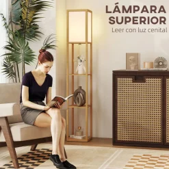 Lámpara de pie Tahi Homcom 40W 3 estantes 160x26 cm