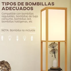 Lámpara de pie Tahi Homcom 40W 3 estantes 160x26 cm