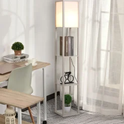 Lámpara de pie Tahi Homcom 40W 3 estantes 160x26 cm