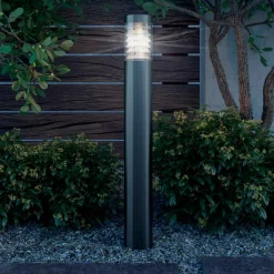 Lámpara de poste de jardín acero 60W inox Ø10,1x80 cm