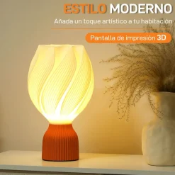 Lámpara de sobremesa Antorcha Homcom 25W luz LED 3000K blanco Ø16,5x28 cm