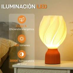 Lámpara de sobremesa Antorcha Homcom 25W luz LED 3000K blanco Ø16,5x28 cm