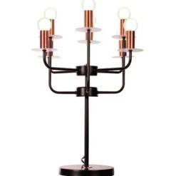 Lámpara de sobremesa Candelabra 8 brazos E14 25W negro/cobre 60x50x50 cm